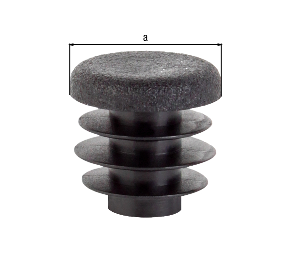 Threaded plug for round tubes, Material: plastic, colour: black, Contents per PU: 4 Piece, Diameter: 15 mm, Retail packaged