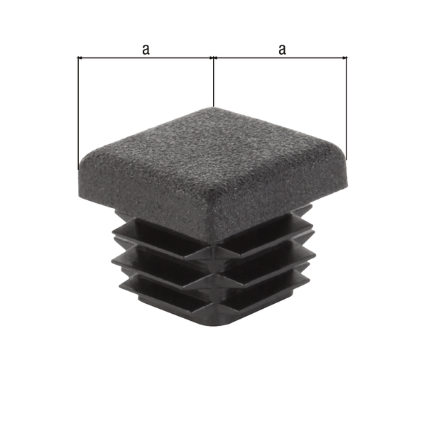 Bouchon à lamelles pour tubes carrés, Matériau: Plastique, couleur noir, Contenu par UV: 4 Pièce, Largeur: 15 mm, Emballé SB