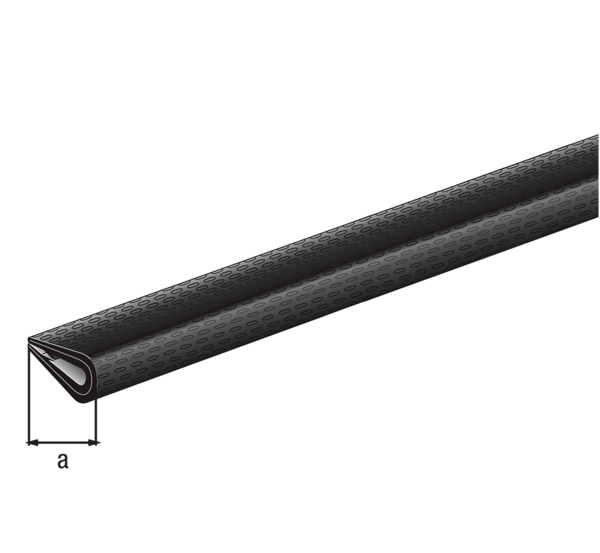 Profilo parabordi, Materiale: PVC morbido, colore nero, Contenuto per U.P.: 1 Pz., larghezza: 10 mm, altezza: 7 mm, Lunghezza: 1500 mm, Con imballo self-service