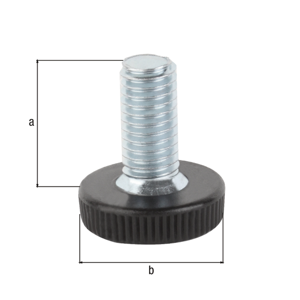 Adjusting screw for threaded plug, Material: plastic with steel thread, Contents per PU: 4 Piece, Thread length: 20 mm, Diameter: 20 mm, Thread: M8, Retail packaged