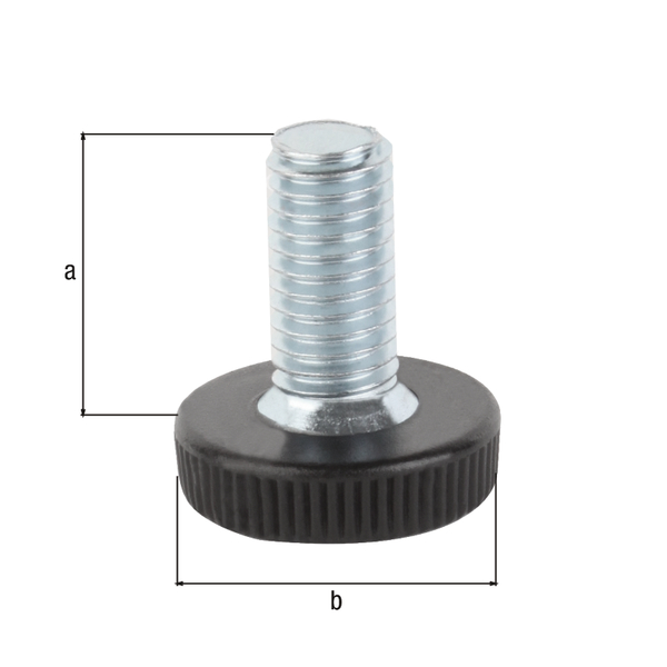 Vite di regolazione per cappuccio filettato, Materiale: plastica, con filettatura in acciaio, Contenuto per U.I.: 4 Pz., 20 mm, diametro: 20 mm, Filettatura: M8, Con imballo self-service