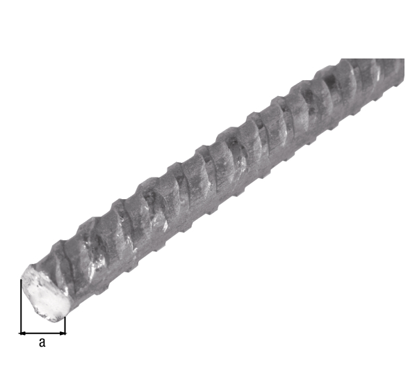 Beton-Riffelstahl, Material: Stahl roh, warmgewalzt, zum Einbetonieren, Durchmesser: 8 mm, Länge: 1000 mm