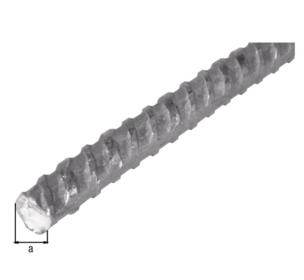 Varilla para hormigón de acero estriado, Material: Acero en bruto, laminado en caliente, para su colocación en el hormigón, Diámetro: 8 mm, Longitud: 1000 mm