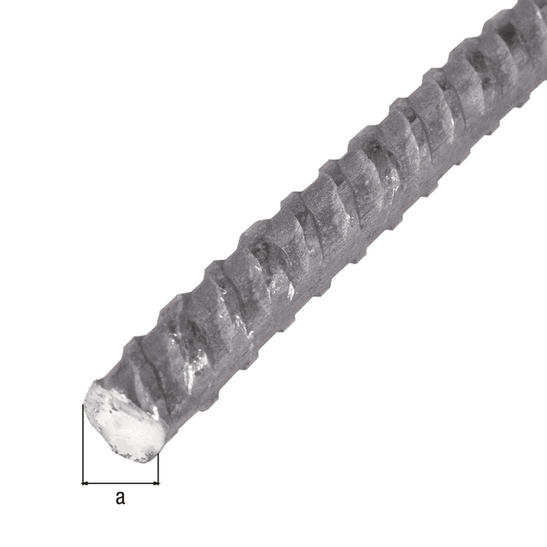 Beton-Riffelstahl, Material: Stahl roh, warmgewalzt, zum Einbetonieren, Durchmesser: 10 mm, Länge: 1000 mm