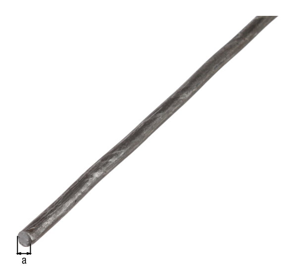 Round bar, Material: raw steel, hot rolled, Diameter: 8 mm, Length: 2000 mm