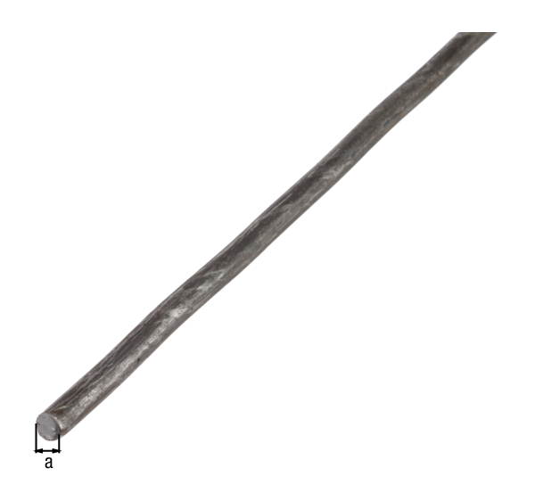 Round bar, Material: raw steel, hot rolled, Diameter: 12 mm, Length: 2000 mm