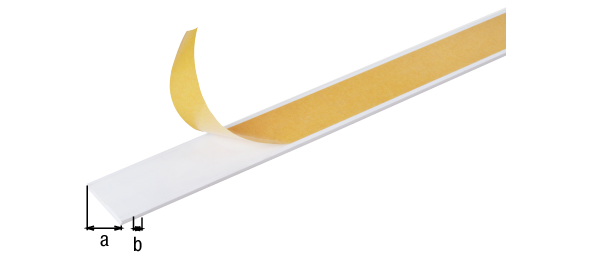 Barra piatta autoadesiva, Materiale: PVC-U, colore bianco, larghezza: 20 mm, Spessore del materiale: 2 mm, Lunghezza: 2600 mm