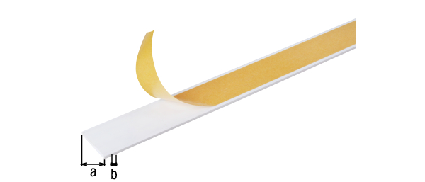 Barra piatta autoadesiva, Materiale: PVC-U, colore bianco, larghezza: 30 mm, Spessore del materiale: 3 mm, Lunghezza: 2600 mm