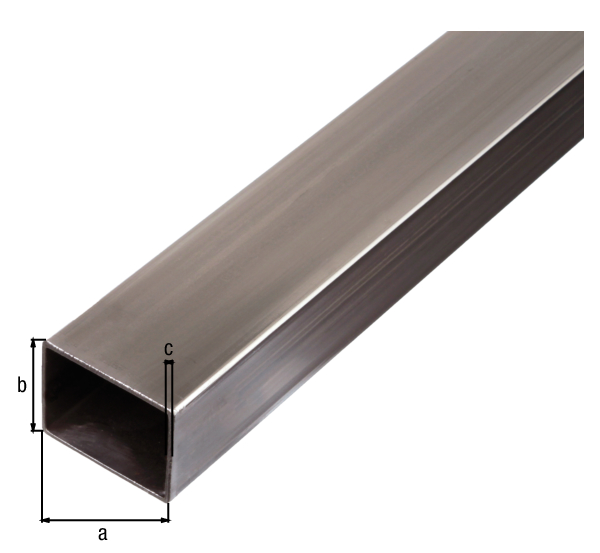Rechteckrohr, Material: Stahl roh, kaltgewalzt, Breite: 40 mm, Höhe: 30 mm, Materialstärke: 1,5 mm, Länge: 2000 mm