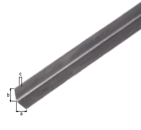 Angle profile, Material: raw steel, cold rolled, Width: 25 mm, Height: 25 mm, Material thickness: 1.2 mm, Type: equal sided, Length: 2000 mm