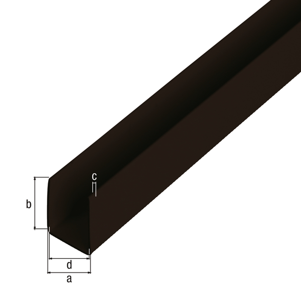 U-Profil, Material: PVC-U, Farbe: schwarz, Breite: 21 mm, Höhe: 10 mm, Materialstärke: 1 mm, lichte Breite: 19 mm, Länge: 2600 mm