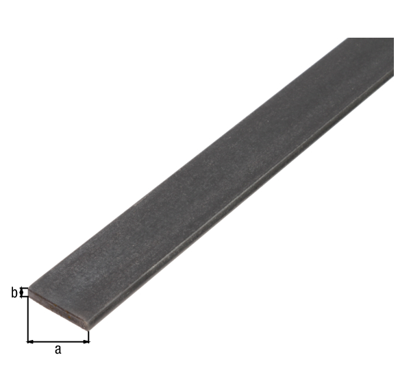 Barra piatta, Materiale: acciaio grezzo, laminato a freddo, larghezza: 10 mm, Spessore del materiale: 4 mm, Lunghezza: 1000 mm
