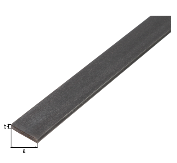 Flat bar, Material: raw steel, hot rolled, Width: 20 mm, Material thickness: 4 mm, Length: 1000 mm