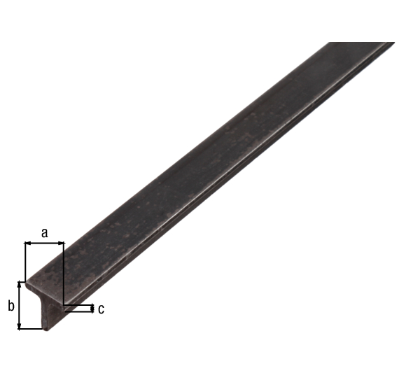 Profilo a T, Materiale: acciaio grezzo, laminato a caldo, larghezza: 20 mm, altezza: 20 mm, Spessore del materiale: 3 mm, Lunghezza: 1000 mm