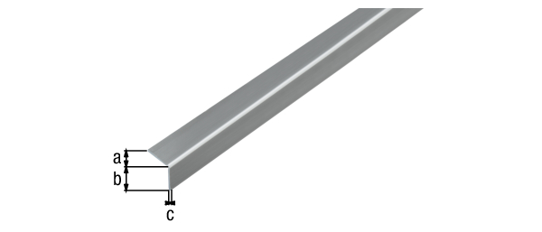 Winkelprofil, selbstklebend, Material: PVC-U, Farbe: Edelstahloptik, Breite: 20 mm, Höhe: 20 mm, Materialstärke: 1,5 mm, Ausführung: gleichschenklig, selbstklebend, Länge: 2600 mm
