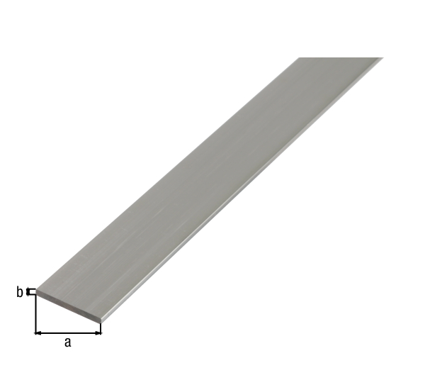 Barra BA piatta, Materiale: alluminio, superficie: naturale, larghezza: 20 mm, Spessore del materiale: 2 mm, Lunghezza: 2600 mm