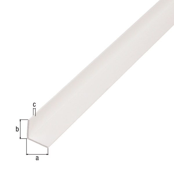 Profilo angolare, Materiale: PVC-U, colore bianco, larghezza: 10 mm, altezza: 10 mm, Spessore del materiale: 1 mm, Modello: con lati uguali, Lunghezza: 2600 mm
