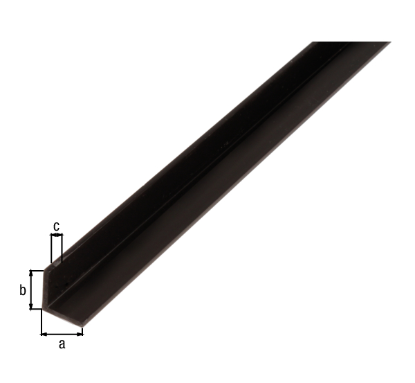 Winkelprofil, Material: PVC-U, Farbe: schwarz, Breite: 20 mm, Höhe: 20 mm, Materialstärke: 1 mm, Ausführung: gleichschenklig, Länge: 2600 mm
