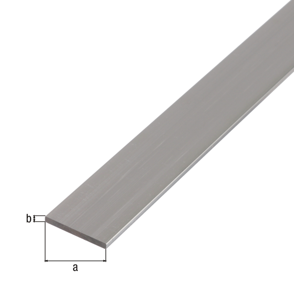 Perfil BA, plano, Material: Aluminio, Superficie: natural, Anchura: 25 mm, Espesura del material: 2 mm, Longitud: 2600 mm