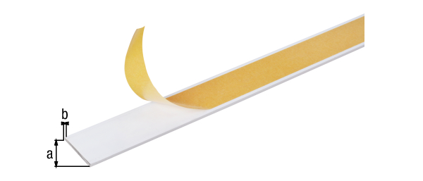 Flachstange, selbstklebend, Material: Aluminium, Oberfläche: weiß kunststoffbeschichtet RAL 9016, Breite: 30 mm, Materialstärke: 2 mm, Länge: 2600 mm