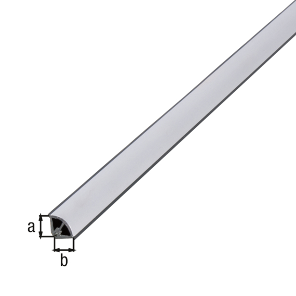 Listello finale autoadesivo, Materiale: PVC-U con inserto in alluminio, colore argento, larghezza: 15 mm, altezza: 15 mm, Lunghezza: 2600 mm