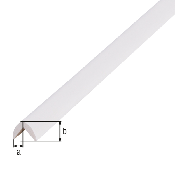 Profilo di protezione angolare arrotondato, Materiale: PVC-U, schiumato, colore bianco, larghezza: 19 mm, altezza: 19 mm, Lunghezza: 2600 mm