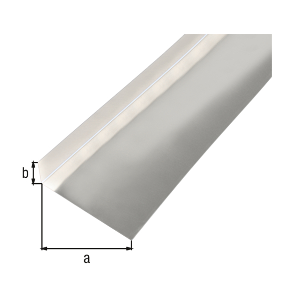Smooth sheet, angled, L-shape, Material: Aluminium, Surface: untreated, Width: 96 mm, Height: 28 mm, Length: 2000 mm, Distortion: 90 °, Material thickness: 0.50 mm