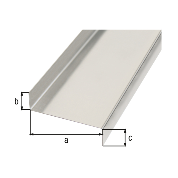 Chapa lisa, con remate, en forma de Z, Material: Aluminio, Superficie: natural, 18 mm, Anchura: 63 mm, 18 mm, Longitud: 2000 mm, Ángulo: 90 / 90 °, Espesura del material: 0,50 mm