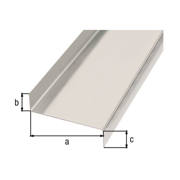 Smooth sheet, angled, Z-shape, Material: Aluminium, Surface: untreated, 18 mm, Width: 63 mm, 18 mm, Length: 1000 mm, Distortions: 90 / 90 °, Material thickness: 0.50 mm