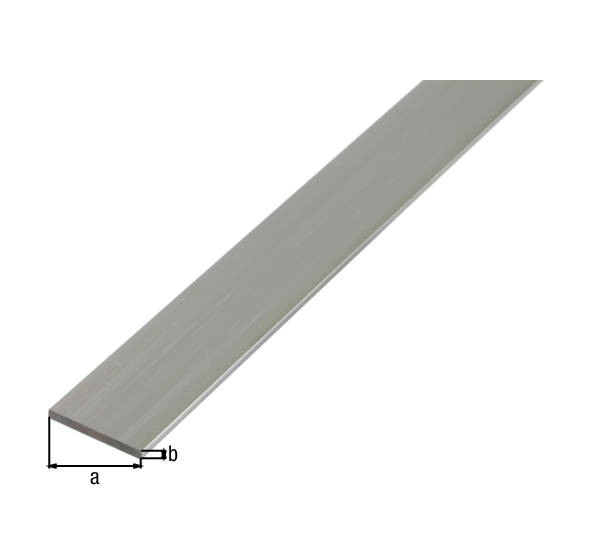 Barra BA piatta, Materiale: alluminio, superficie: naturale, larghezza: 40 mm, Spessore del materiale: 2 mm, Lunghezza: 2600 mm