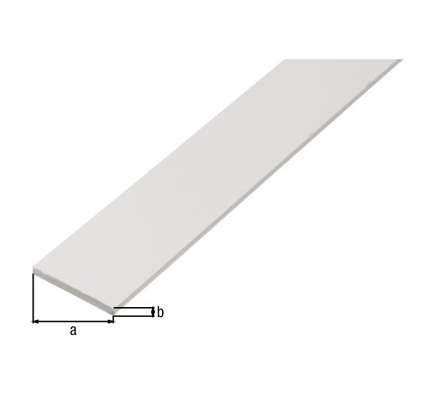 Barra piatta, Materiale: PVC-U, colore bianco, larghezza: 25 mm, Spessore del materiale: 2 mm, Lunghezza: 2600 mm