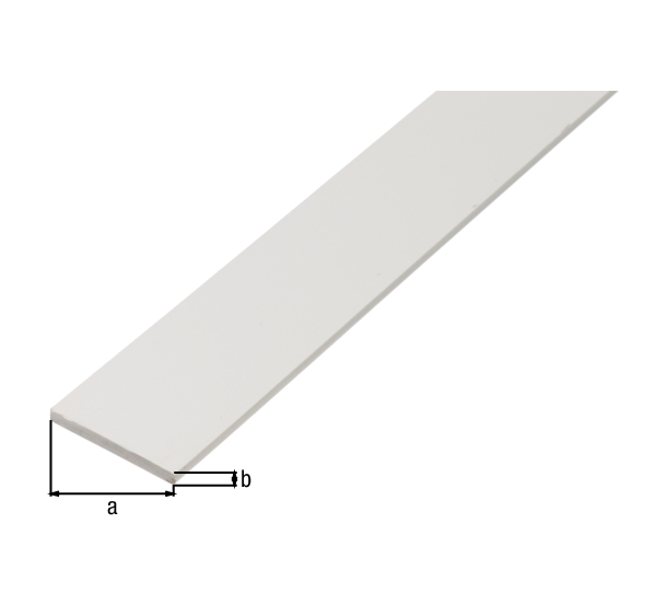 Profilé plat, Matériau: PVC, couleur : blanc, Largeur: 25 mm, Épaisseur du matériau: 2 mm, Longueur: 2600 mm
