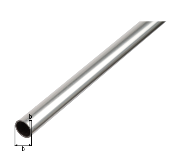 Perfil BA, cilíndrico, Material: Aluminio, Superficie: natural, 20 mm, Espesura del material: 1 mm, Longitud: 2600 mm
