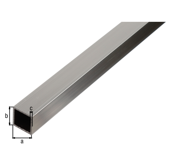 BA-Profil, Vierkant, Material: Aluminium, Oberfläche: natur, Breite: 30 mm, Höhe: 30 mm, Materialstärke: 2 mm, Länge: 2600 mm