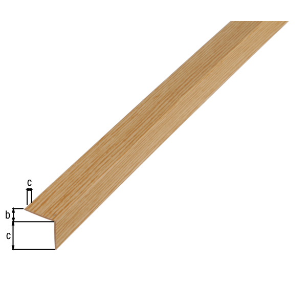 Winkelprofil, Material: PVC-U, Farbe: Dekor Eiche, Breite: 20 mm, Höhe: 20 mm, Materialstärke: 1,5 mm, Ausführung: gleichschenklig, Länge: 2600 mm