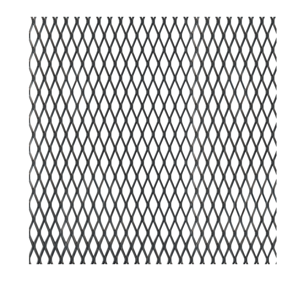 Streckmetallblech, Material: Aluminium, Oberfläche: schwarz eloxiert, Maschenlänge: 22 mm, Maschenbreite: 10 mm, Stegbreite: 1,5 mm, Länge: 1000 mm, Breite: 600 mm, Materialstärke: 1,00 mm