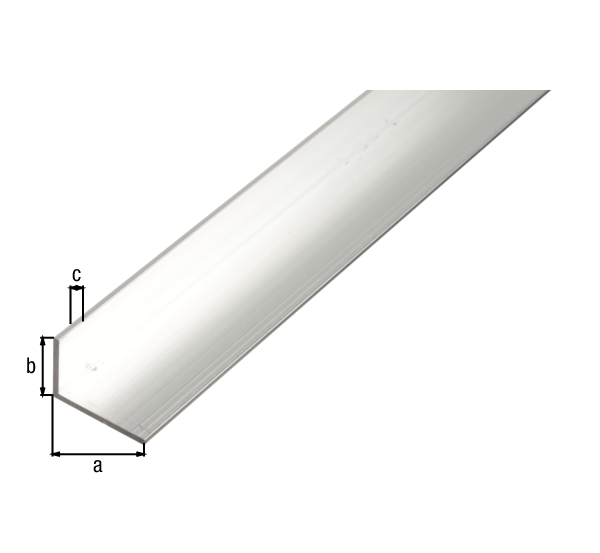 Profil BA kątowy, materiał: aluminium, powierzchnia: surowa, Szerokość: 25 mm, Wysokość: 15 mm, Grubość materiału: 1,5 mm, Wersja: nierównoramienna, Długość: 1000 mm