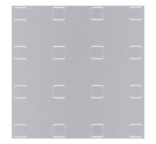 Tôle emboutie motif carré, Matériau: Aluminium, Finition: couleur argent, anodisée, Longueur: 1000 mm, Largeur: 200 mm, Épaisseur: 1,00 mm