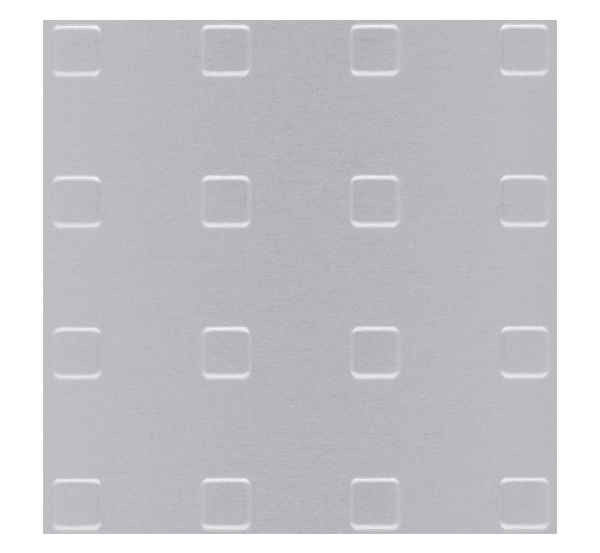 Tôle emboutie motif carré, Matériau: Aluminium, Finition: couleur argent, anodisée, Longueur: 1000 mm, Largeur: 600 mm, Épaisseur: 1,00 mm