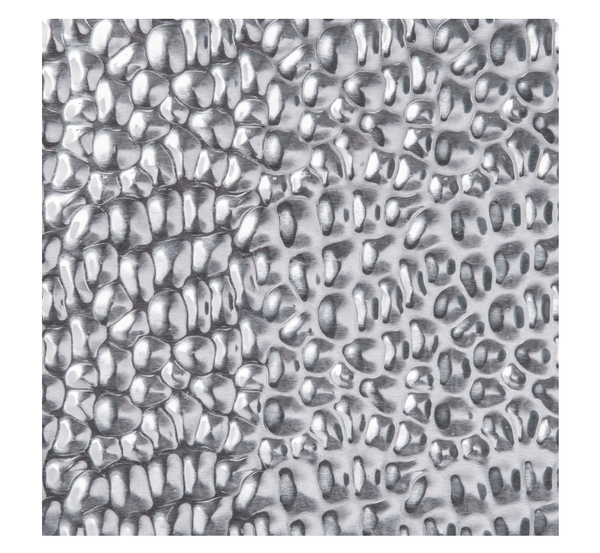 Chapa estampada: diseño martillado, Material: Aluminio, Superficie: natural, Longitud: 1000 mm, Amplio: 120 mm, Espesura del material: 0,50 mm