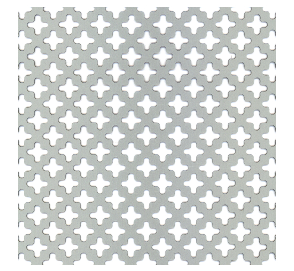 Tôle perforée perforation Forme de croix, Matériau: Aluminium, Finition: couleur argent, anodisée, Longueur: 500 mm, Largeur: 250 mm, Épaisseur: 0,80 mm
