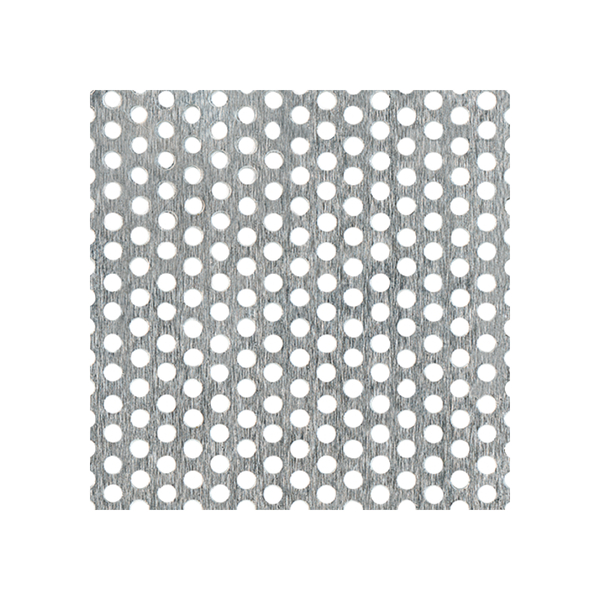 Perforated sheet, round holes, Material: Aluminium, Surface: silver anodised, Length: 500 mm, Width: 250 mm, Distance from middle to middle of hole: 5 mm, Material thickness: 0.80 mm, Hole-Ø: 3 mm