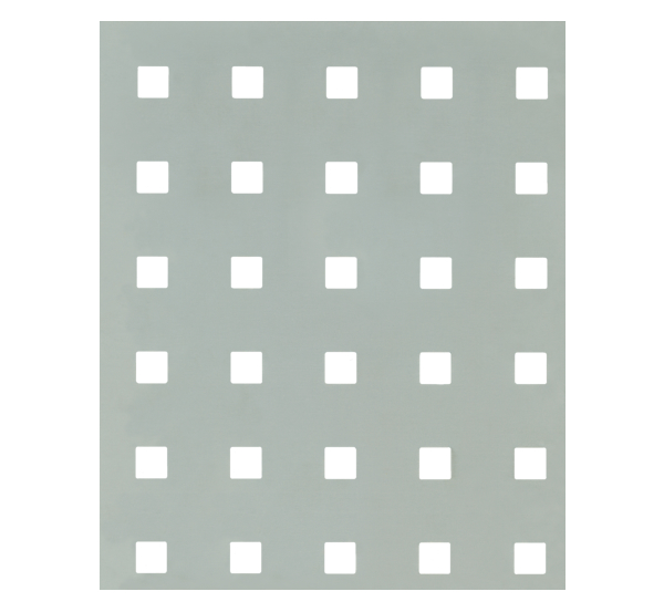 Perforated sheet, square holes, Material: Aluminium, Surface: silver anodised, Length: 500 mm, Width: 250 mm, Distance from middle to middle of hole: 30 mm, Material thickness: 0.80 mm, Hole: 10 x 10 mm