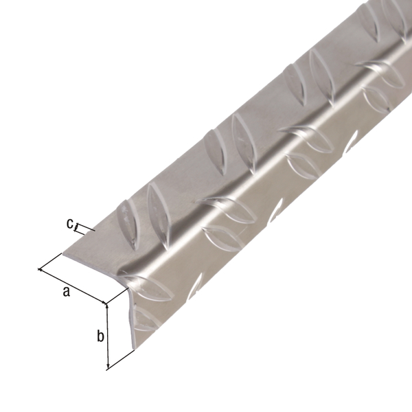 Profilo angolare, design: mandorlato, Materiale: alluminio, superficie: lucida, larghezza: 35,5 mm, altezza: 35,5 mm, Spessore del materiale: 1,5 mm, Modello: con lati uguali, Lunghezza: 1000 mm