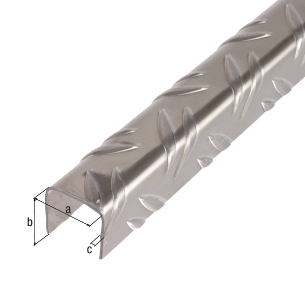 U-Profil, Riffel-Prägung, Material: Aluminium, Oberfläche: blank, Breite: 23,5 mm, Höhe: 23,5 mm, Materialstärke: 1,5 mm, Länge: 1000 mm