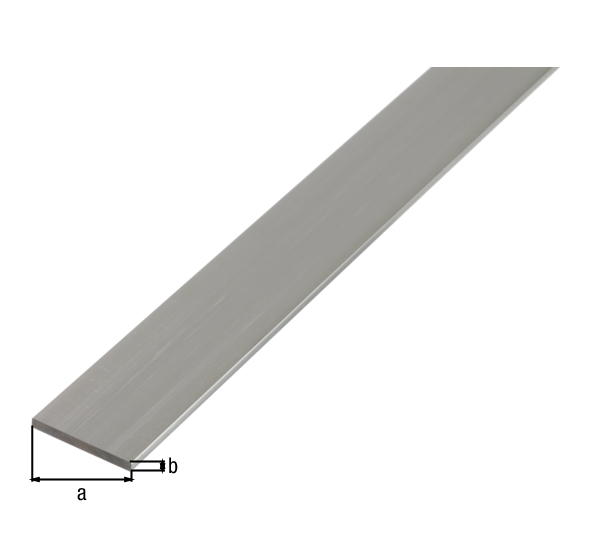 Barra BA piatta, Materiale: alluminio, superficie: naturale, larghezza: 15 mm, Spessore del materiale: 2 mm, Lunghezza: 1000 mm