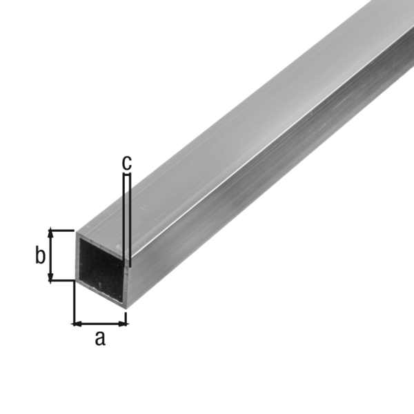 Tube carré, Matériau: Aluminium, Finition: brute, Largeur: 15 mm, Hauteur: 15 mm, Épaisseur du matériau: 1 mm, Longueur: 2000 mm