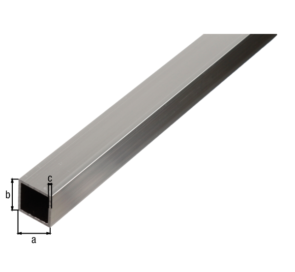 BA-Profile, square, Material: Aluminium, Surface: untreated, Width: 25 mm, Height: 25 mm, Material thickness: 1.5 mm, Length: 2600 mm