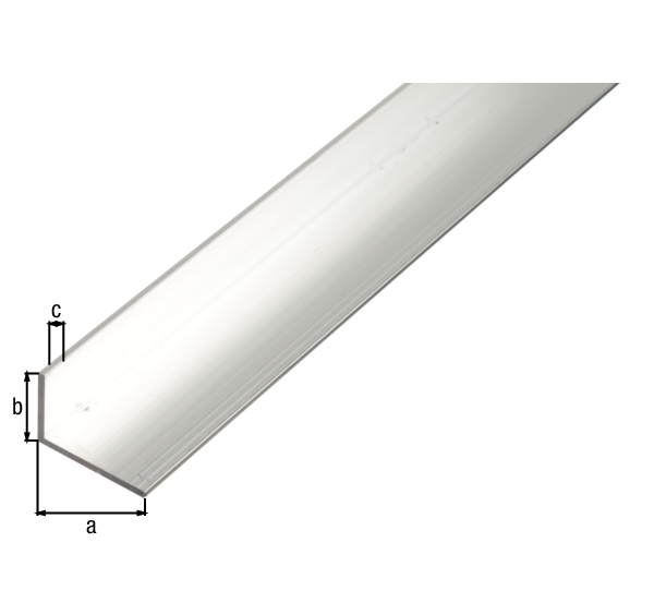 Profilo BA angolare, Materiale: alluminio, superficie: naturale, larghezza: 20 mm, altezza: 10 mm, Spessore del materiale: 1,5 mm, Modello: con lati disuguali, Lunghezza: 2600 mm