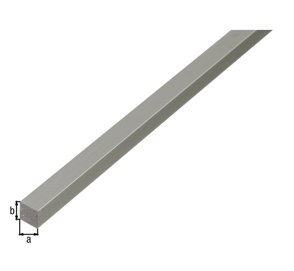 Perfil BA, macizo cuadrado, Material: Aluminio, Superficie: natural, Anchura: 10 mm, Altura: 10 mm, Longitud: 1000 mm